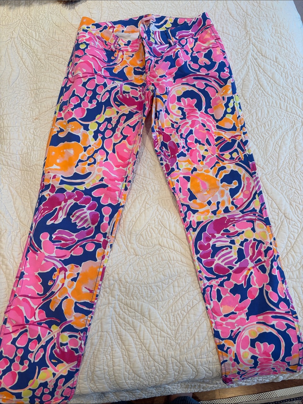 Lilly Pulitzer Navy, Pink & Orange Floral Skinny Jeans